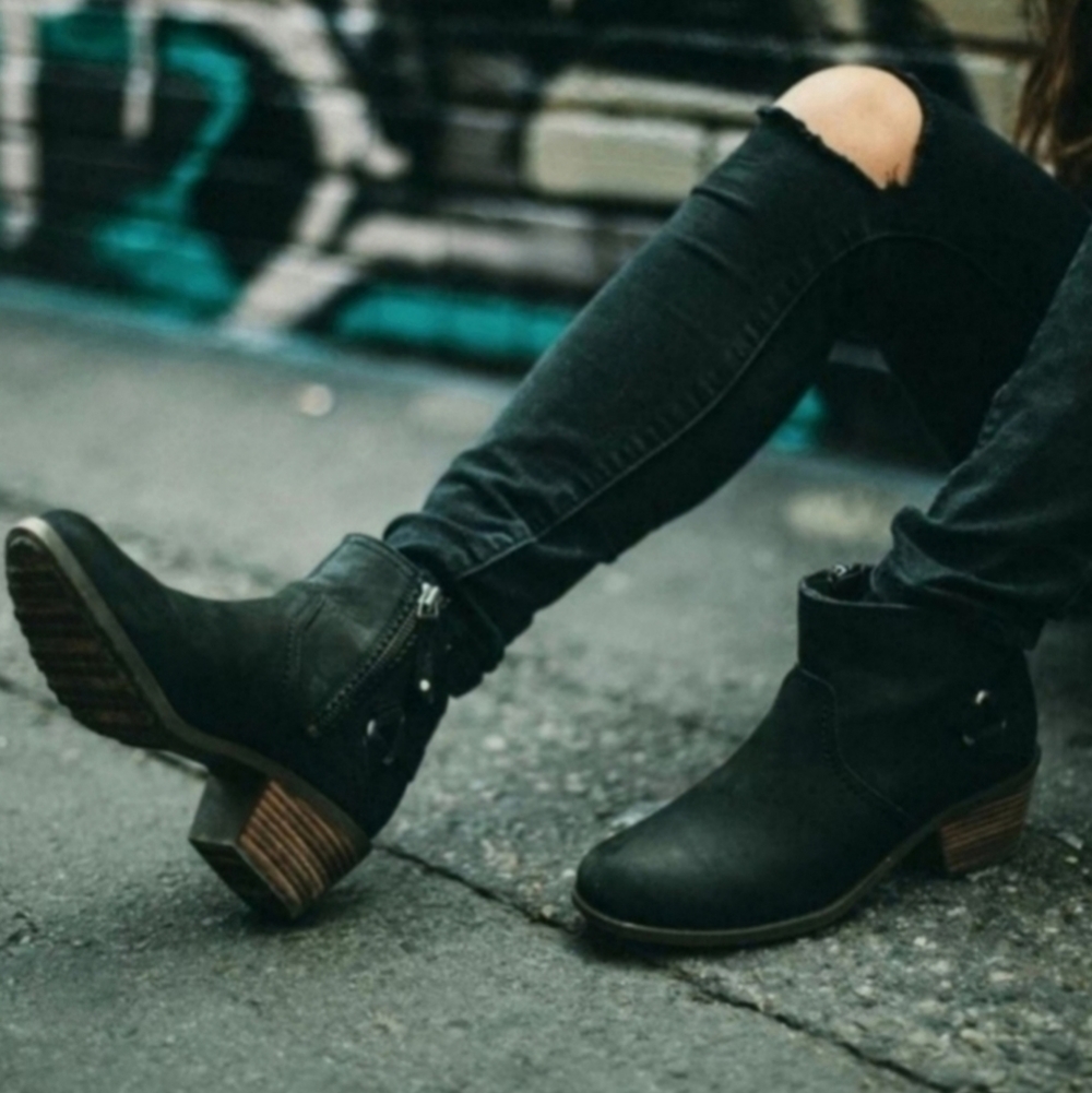 Teva Foxy Black Suede Leather Buckled Heeled Winter Ankle Boots